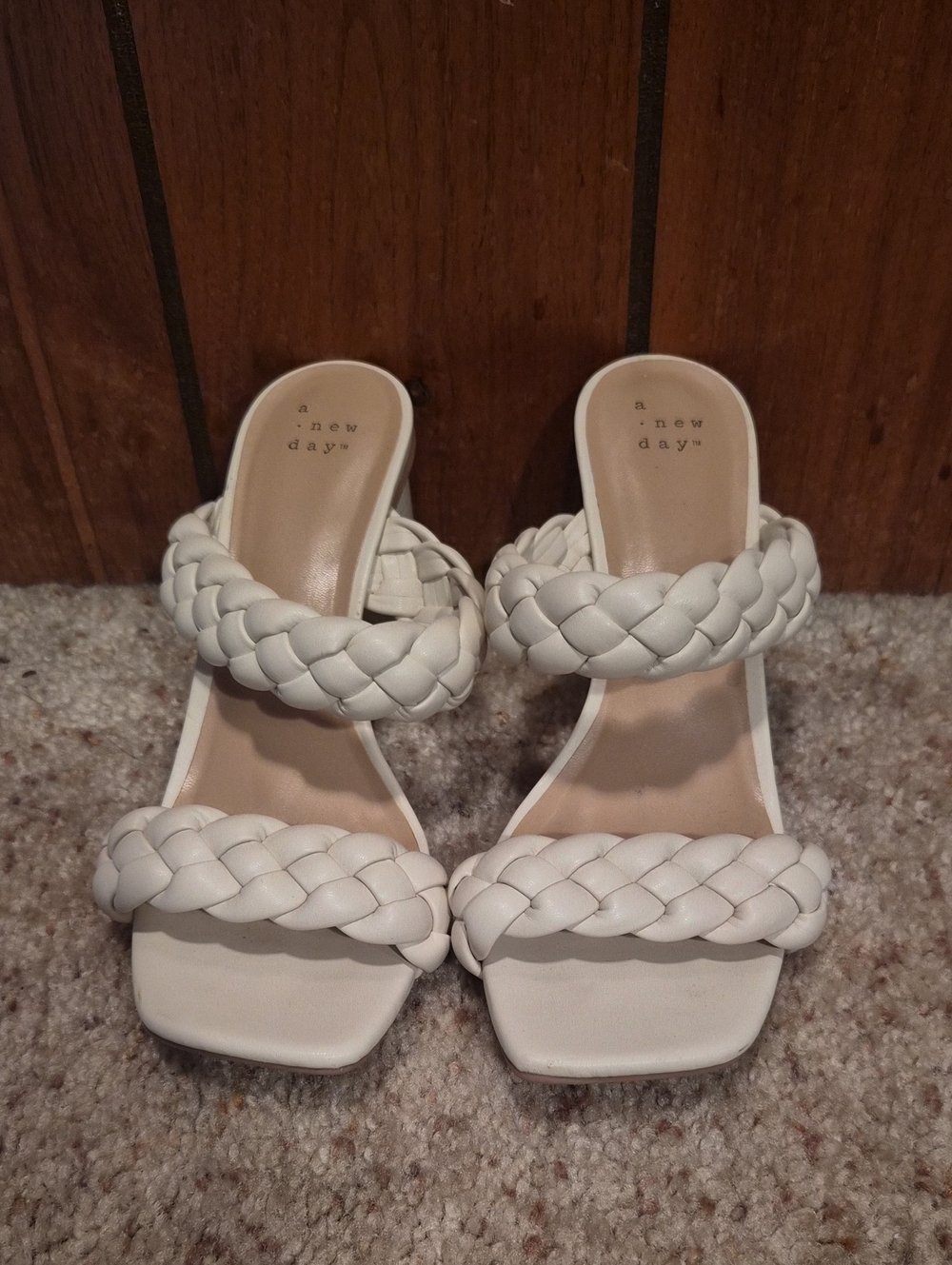 a new day White Braided Double-Strap Slide Mules